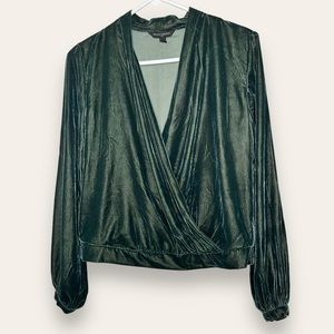 Banana Republic Ocean Emerald Velvet Wrap Top Size Xsmall